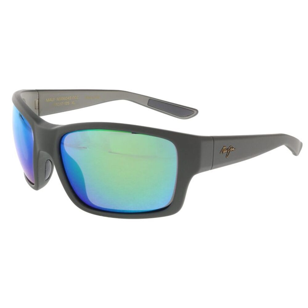 Maui Jim MJ0604S002 Sleek Matte Grey Frame Sunglasses Vibrant Green